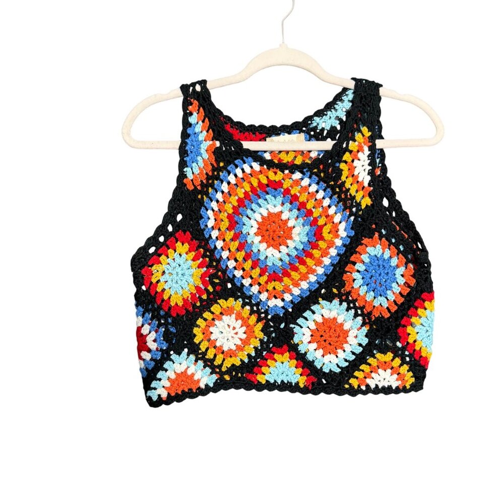 Altered State  Crochet Tank Top Multicolor Boho Style Medium 1